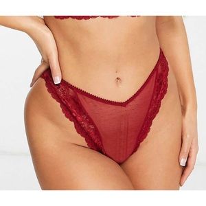 ASOS DESIGN Arabella High Leg Lace Brazilian Thong